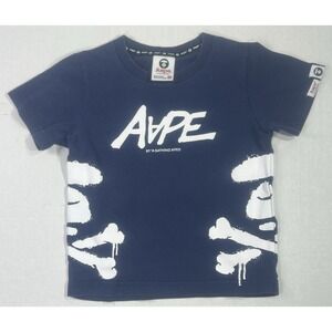 AAPE By A Bathing Ape Kids Tee Size 110 Navy Streetwear Graphic T Shirt